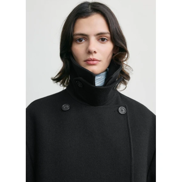 Totême Broad peacoat in Black - Jackets - Scandinavian Minimalist Luxury at Luxury Shoes 