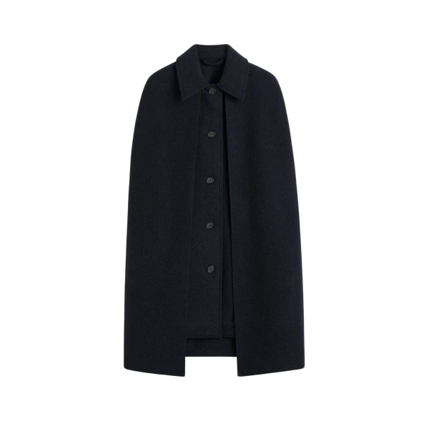 Totême Cape coat in Navy - Jackets - Scandinavian Minimalist Luxury at Luxury Shoes 
