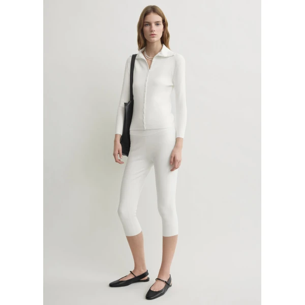Totême Capri knit leggings in Off-white - Pants - Scandinavian Minimalist Luxury at Luxury Shoes 