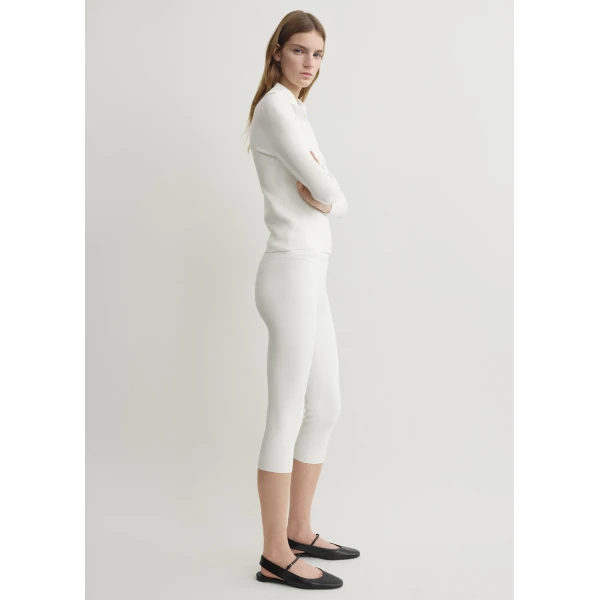 Totême Capri knit leggings in Off-white - Pants - Scandinavian Minimalist Luxury at Luxury Shoes 
