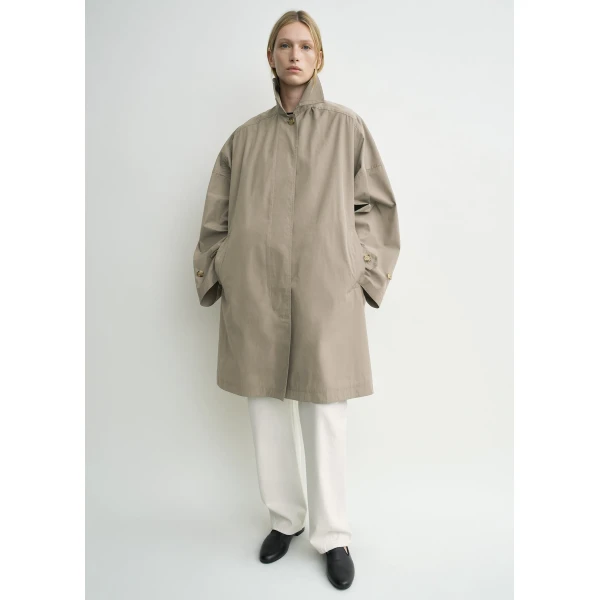 Totême Car coat in Taupe - Jackets - Scandinavian Minimalist Luxury at Luxury Shoes 