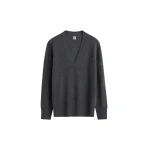 Totême Cashmere v-neck knit charcoal in Charcoal melange - Knitwear - Scandinavian Minimalist Luxury at Luxury Shoes 