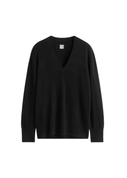 Totême Cashmere v-neck knit in Black - Knitwear - Scandinavian Minimalist Luxury at Luxury Shoes 