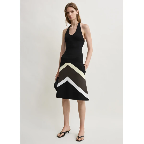 Totême Chevron stripe skirt in Black / Green - Skirts - Scandinavian Minimalist Luxury at Luxury Shoes 