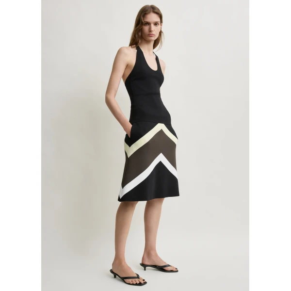 Totême Chevron stripe skirt in Black / Green - Skirts - Scandinavian Minimalist Luxury at Luxury Shoes 