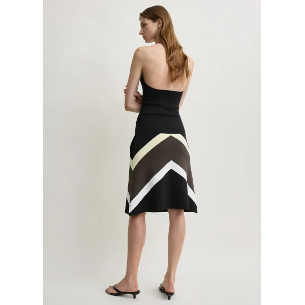 Totême Chevron stripe skirt in Black / Green - Skirts - Scandinavian Minimalist Luxury at Luxury Shoes 