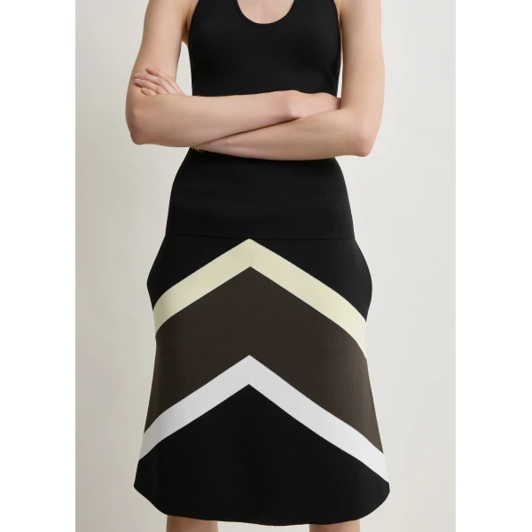 Totême Chevron stripe skirt in Black / Green - Skirts - Scandinavian Minimalist Luxury at Luxury Shoes 