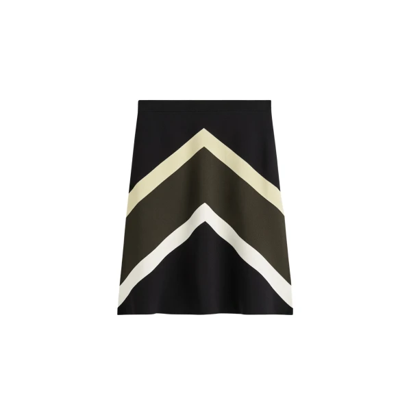 Totême Chevron stripe skirt in Black / Green - Skirts - Scandinavian Minimalist Luxury at Luxury Shoes 
