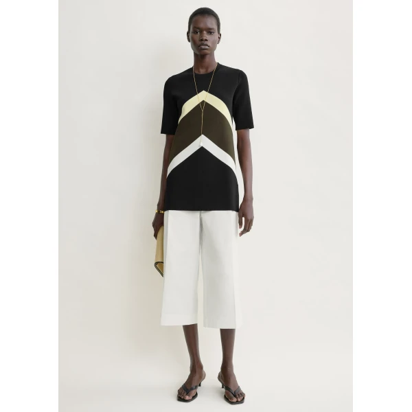 Totême Chevron stripe tee in Black / Green - Knitwear - Scandinavian Minimalist Luxury at Luxury Shoes 