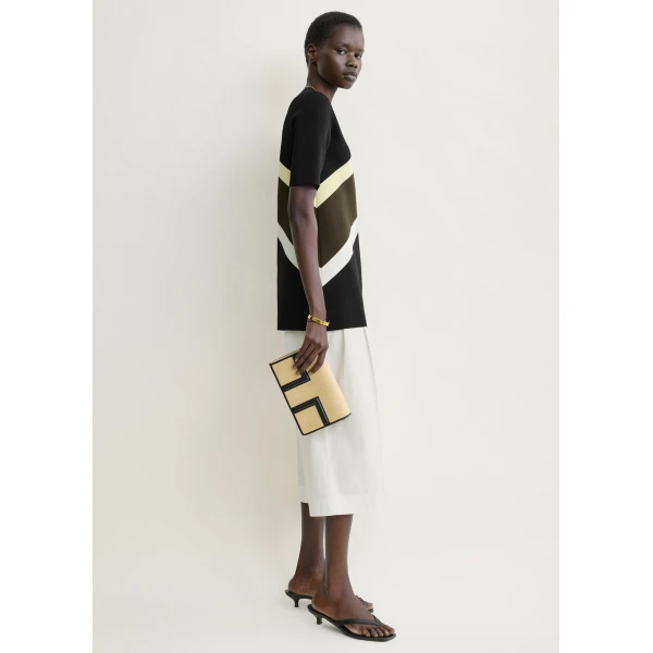 Totême Chevron stripe tee in Black / Green - Knitwear - Scandinavian Minimalist Luxury at Luxury Shoes 