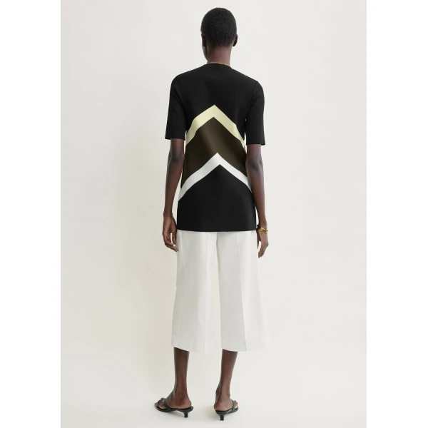 Totême Chevron stripe tee in Black / Green - Knitwear - Scandinavian Minimalist Luxury at Luxury Shoes 