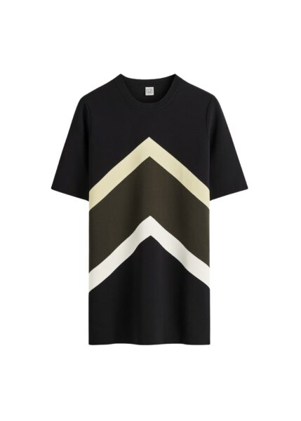 Totême Chevron stripe tee in Black / Green - Knitwear - Scandinavian Minimalist Luxury at Luxury Shoes 