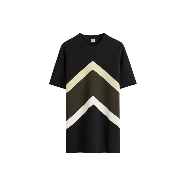 Totême Chevron stripe tee in Black / Green - Knitwear - Scandinavian Minimalist Luxury at Luxury Shoes 