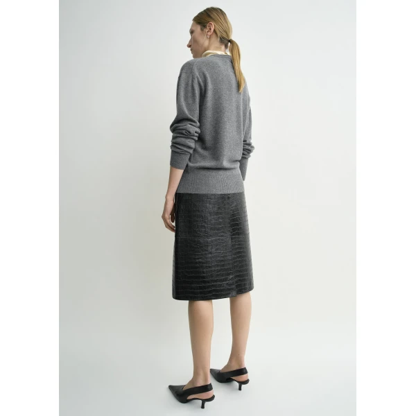 Totême Classic cashmere crew knit mid grey in Mid grey melange - Knitwear - Scandinavian Minimalist Luxury at Luxury Shoes 