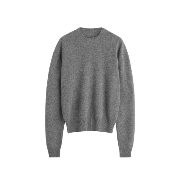 Totême Classic cashmere crew knit mid grey in Mid grey melange - Knitwear - Scandinavian Minimalist Luxury at Luxury Shoes 