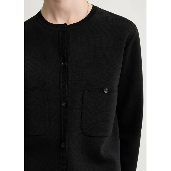Totême Classic compact knit cardigan in Black - Knitwear - Scandinavian Minimalist Luxury at Luxury Shoes 