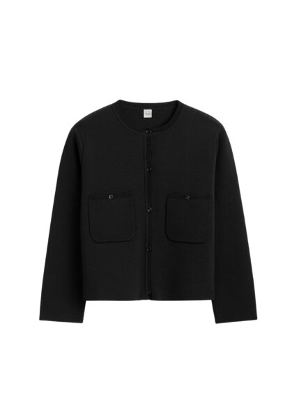 Totême Classic compact knit cardigan in Black - Knitwear - Scandinavian Minimalist Luxury at Luxury Shoes 