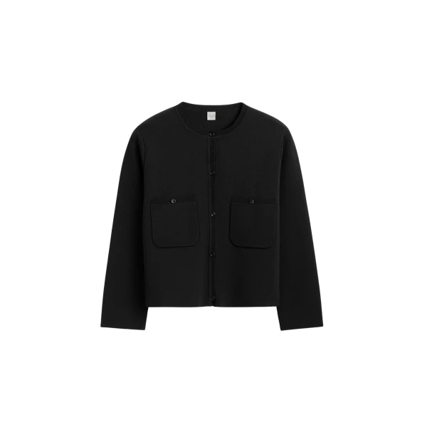 Totême Classic compact knit cardigan in Black - Knitwear - Scandinavian Minimalist Luxury at Luxury Shoes 