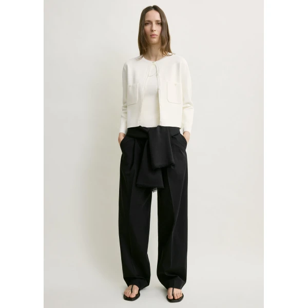 Totême Classic compact knit cardigan in White - Knitwear - Scandinavian Minimalist Luxury at Luxury Shoes 