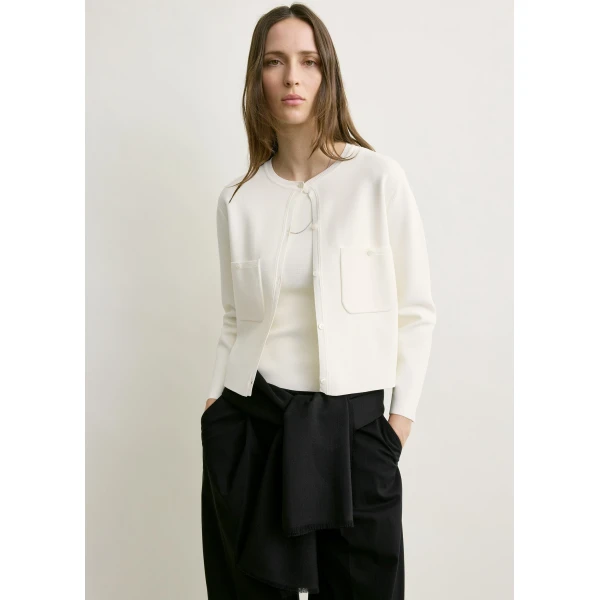 Totême Classic compact knit cardigan in White - Knitwear - Scandinavian Minimalist Luxury at Luxury Shoes 