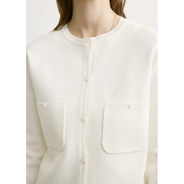 Totême Classic compact knit cardigan in White - Knitwear - Scandinavian Minimalist Luxury at Luxury Shoes 