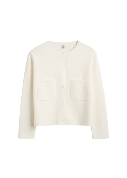 Totême Classic compact knit cardigan in White - Knitwear - Scandinavian Minimalist Luxury at Luxury Shoes 