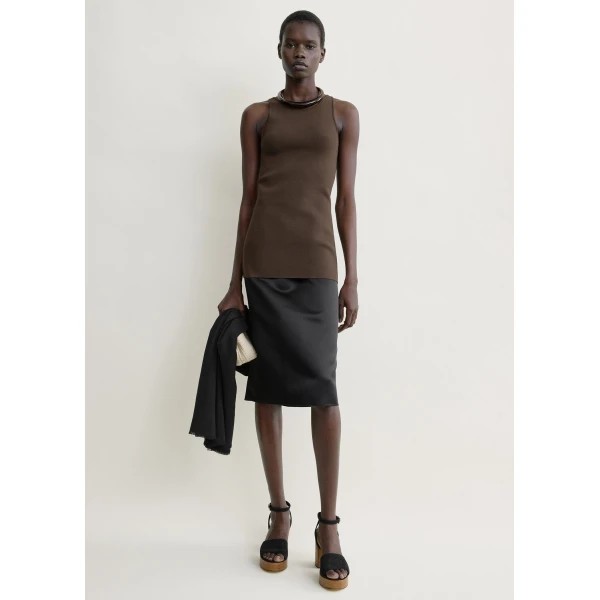 Totême Classic compact knit tank in Walnut - Knitwear - Scandinavian Minimalist Luxury at Luxury Shoes 
