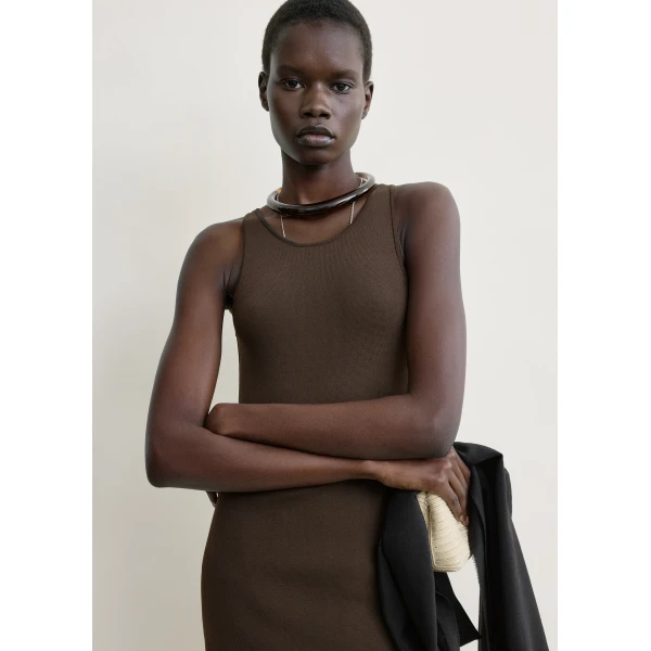 Totême Classic compact knit tank in Walnut - Knitwear - Scandinavian Minimalist Luxury at Luxury Shoes 