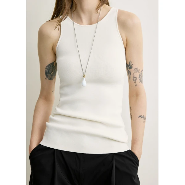 Totême Classic compact knit tank in White - Knitwear - Scandinavian Minimalist Luxury at Luxury Shoes 