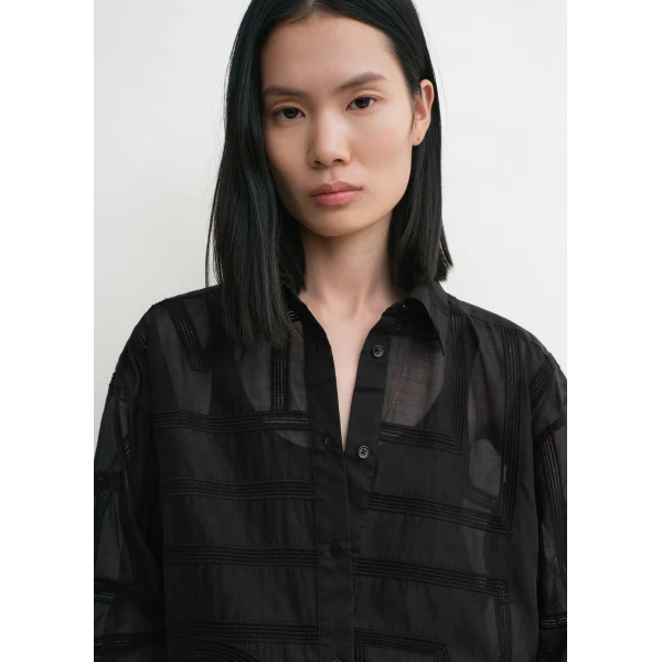 Totême Classic crochet shirt in Black - Tops - Scandinavian Minimalist Luxury at Luxury Shoes 