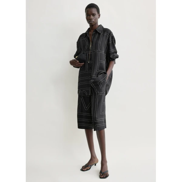 Totême Classic embroidered shirt in Black - Tops - Scandinavian Minimalist Luxury at Luxury Shoes 