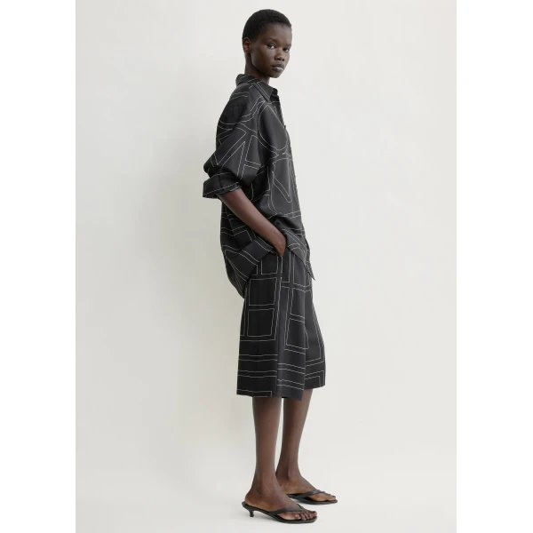 Totême Classic embroidered shirt in Black - Tops - Scandinavian Minimalist Luxury at Luxury Shoes 