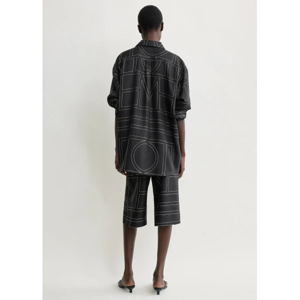 Totême Classic embroidered shirt in Black - Tops - Scandinavian Minimalist Luxury at Luxury Shoes 