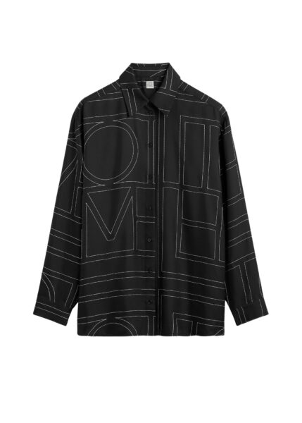 Totême Classic embroidered shirt in Black - Tops - Scandinavian Minimalist Luxury at Luxury Shoes 