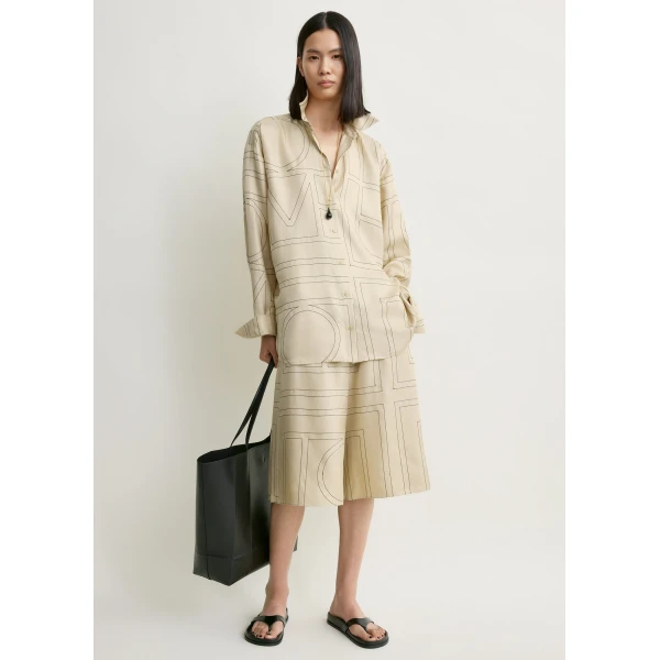 Totême Classic embroidered shirt in Ivory - Tops - Scandinavian Minimalist Luxury at Luxury Shoes 