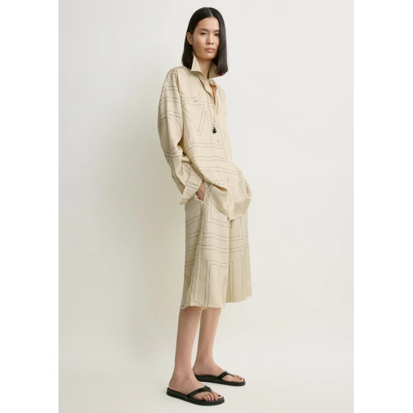 Totême Classic embroidered shirt in Ivory - Tops - Scandinavian Minimalist Luxury at Luxury Shoes 