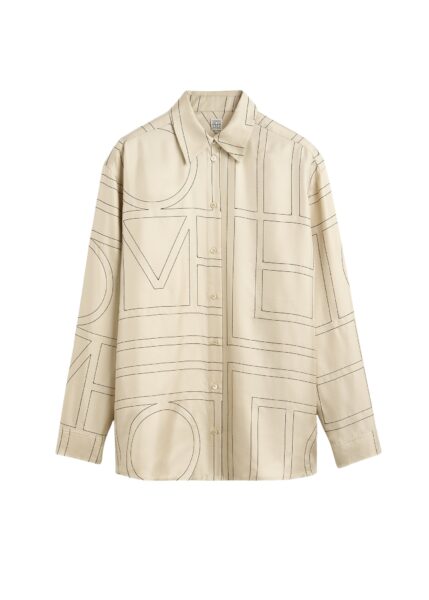 Totême Classic embroidered shirt in Ivory - Tops - Scandinavian Minimalist Luxury at Luxury Shoes 