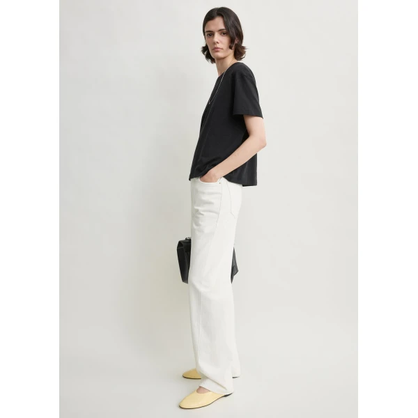 Totême Classic embroidered tee in Black - Tops - Scandinavian Minimalist Luxury at Luxury Shoes 