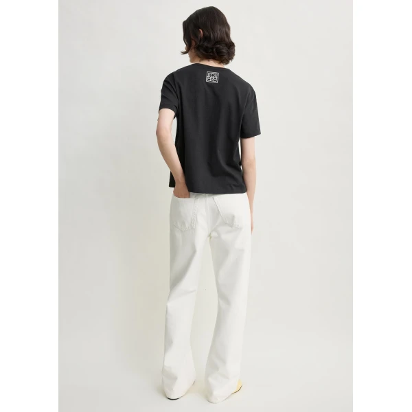 Totême Classic embroidered tee in Black - Tops - Scandinavian Minimalist Luxury at Luxury Shoes 