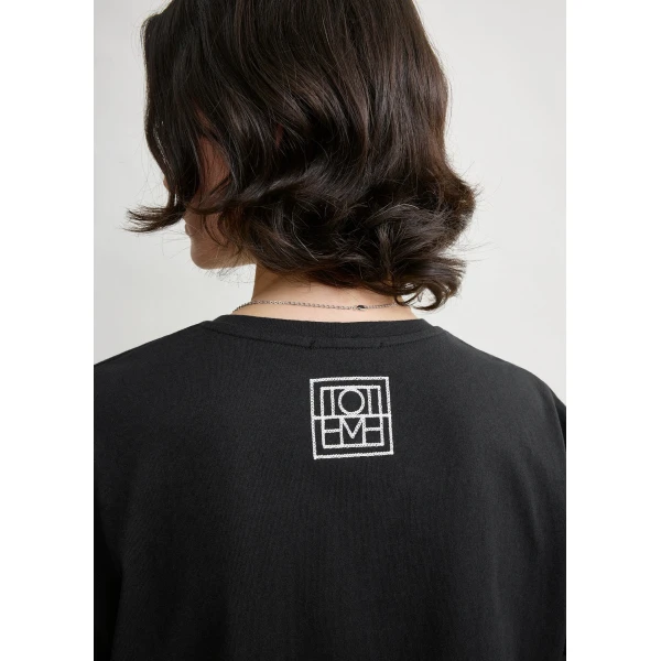 Totême Classic embroidered tee in Black - Tops - Scandinavian Minimalist Luxury at Luxury Shoes 