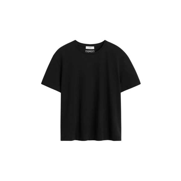 Totême Classic embroidered tee in Black - Tops - Scandinavian Minimalist Luxury at Luxury Shoes 