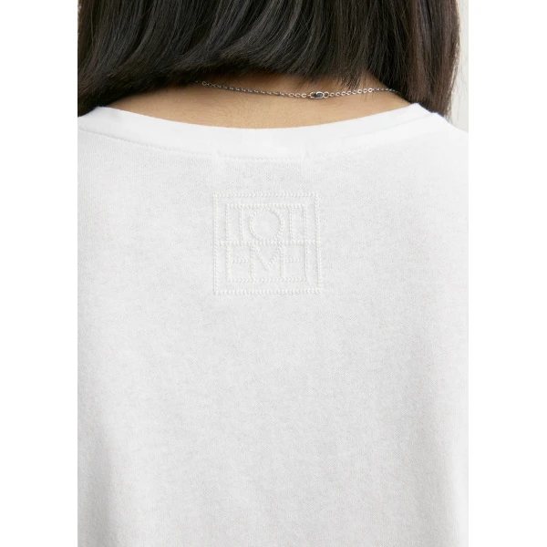 Totême Classic embroidered tee in Optic white - Tops - Scandinavian Minimalist Luxury at Luxury Shoes 