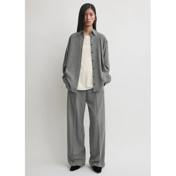 Totême Classic fluid shirt mid grey in Mid grey melange - Tops - Scandinavian Minimalist Luxury at Luxury Shoes 