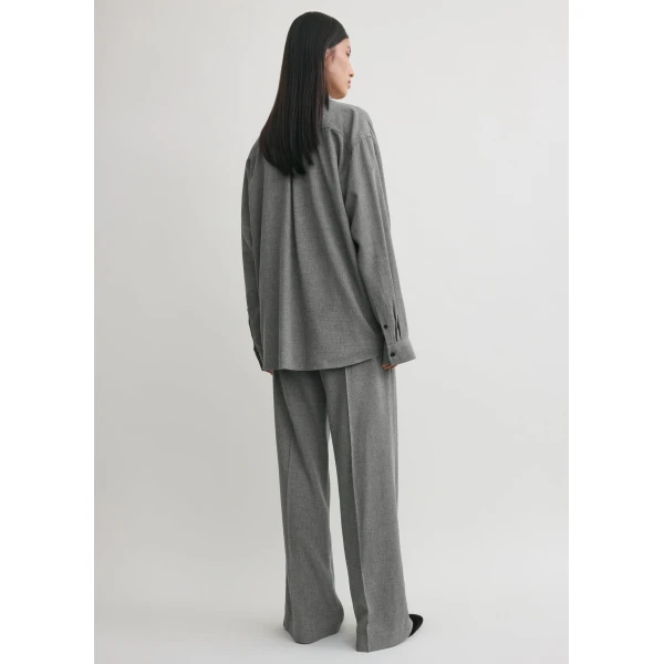 Totême Classic fluid shirt mid grey in Mid grey melange - Tops - Scandinavian Minimalist Luxury at Luxury Shoes 