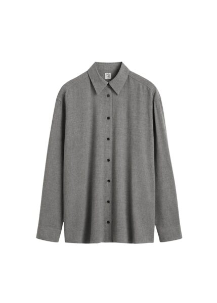 Totême Classic fluid shirt mid grey in Mid grey melange - Tops - Scandinavian Minimalist Luxury at Luxury Shoes 