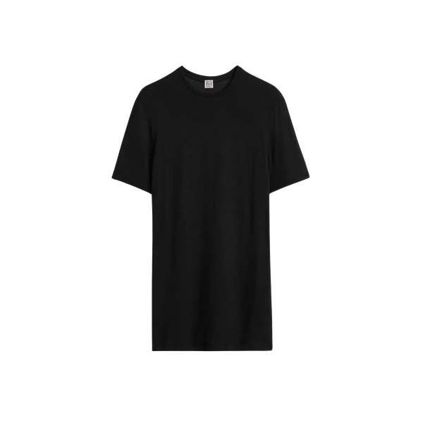 Totême Classic jersey tee in Black - Tops - Scandinavian Minimalist Luxury at Luxury Shoes 