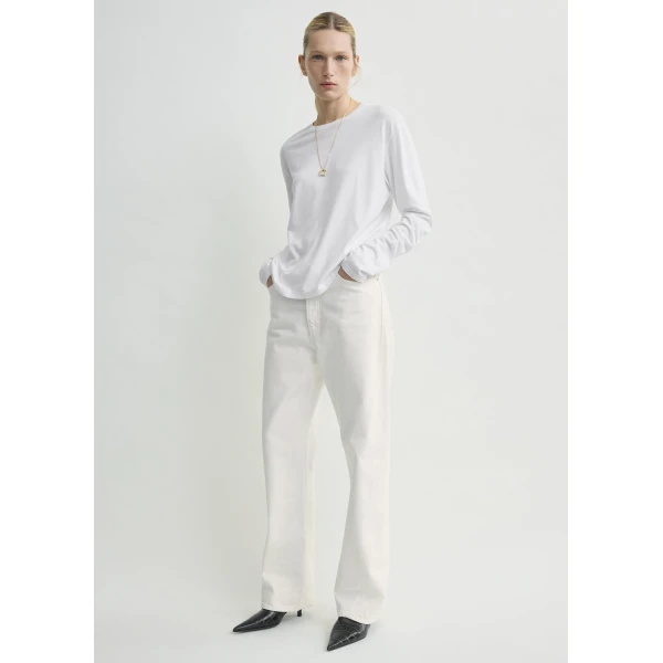 Totême Classic long-sleeve tee in White - Tops - Scandinavian Minimalist Luxury at Luxury Shoes 