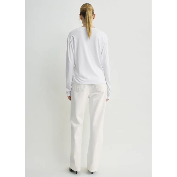 Totême Classic long-sleeve tee in White - Tops - Scandinavian Minimalist Luxury at Luxury Shoes 
