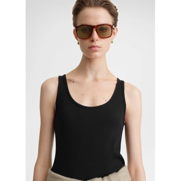 Totême Classic rib tank in Black - Tops - Scandinavian Minimalist Luxury at Luxury Shoes 