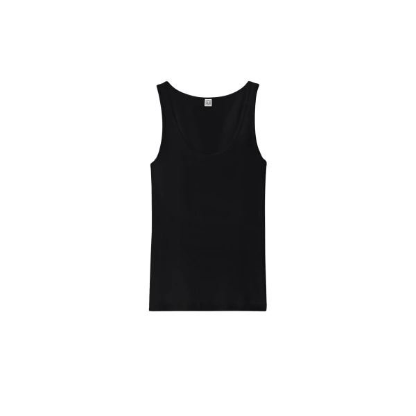 Totême Classic rib tank in Black - Tops - Scandinavian Minimalist Luxury at Luxury Shoes 